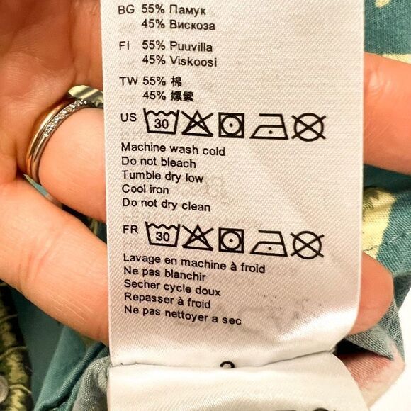 RVCA Tropical Hawaiian Shirt Green Floral Print Short Sleeve Button Down Shirt L - Picture 8 of 10